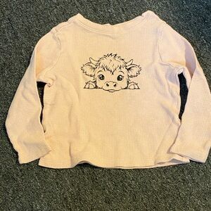Old Navy Pink Long Sleeve Kids Tee with Cute Animal Graphic